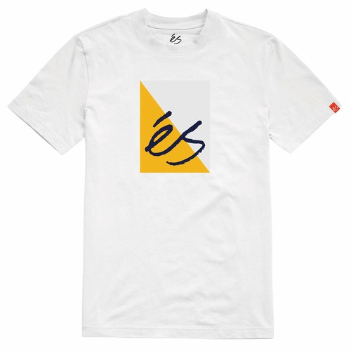 White All Sizes Es Split Block Mens T-shirt