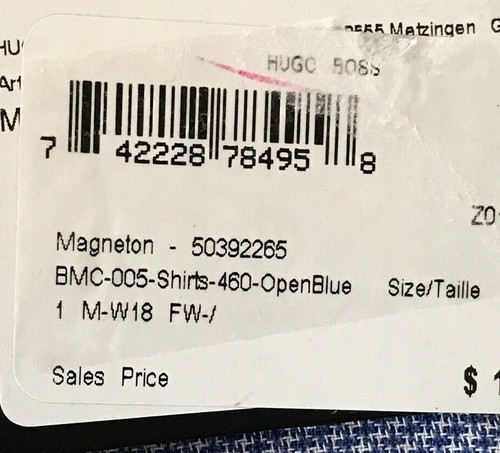 NWT $118 BOSS Hugo Boss Men/'s Magneton Open Blue Slim Fit Dress Shirt Size XL