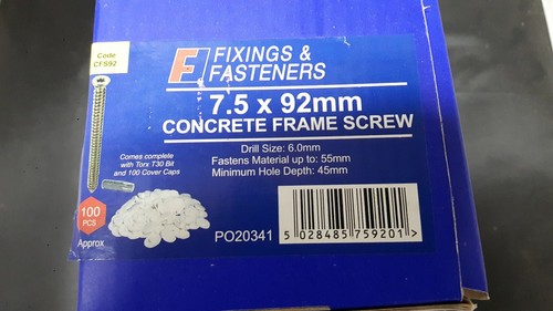 Concrete Screws Window Frame Door Fixings Masonry Box of 100