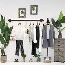 Industrial Pipe Clothing Rack Wall Mounted Clothes Rail Hanging Display Rack UK