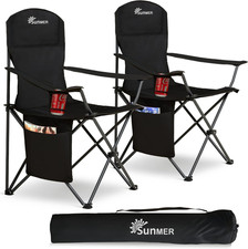 SUNMER Set of 2 Folding Camping Chairs, Extra-Wide Lightweight Outdoor Chairs wi