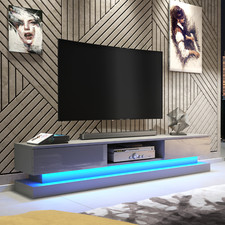 Modern I 180cm I TV Unit I Cabinet I TV Stand I Grey High Gloss Doors I Free LED