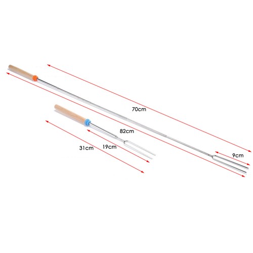 8pcs Telescoping Marshmallow Roasting Sticks BBQ Forks+Storage Bag+Pouch UK