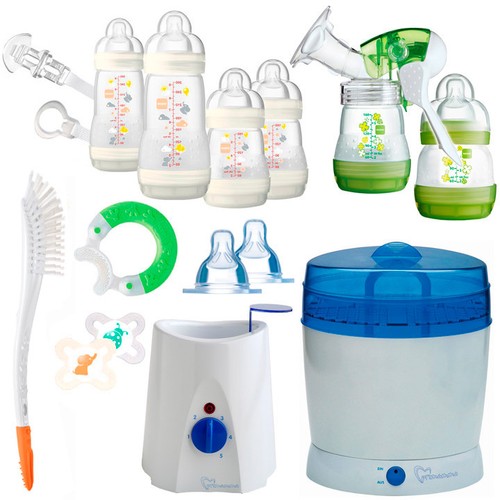 MAM All-In-One Starterset II 28 tlg Anti-Colic Flaschen Milchpumpe Sterilisator