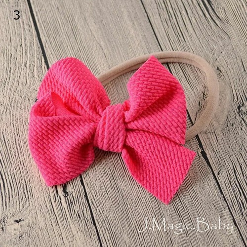 Newborn Girl Baby Nylon Waffle Tie Messy Mini Bow Head Wrap Turban Headband Hair