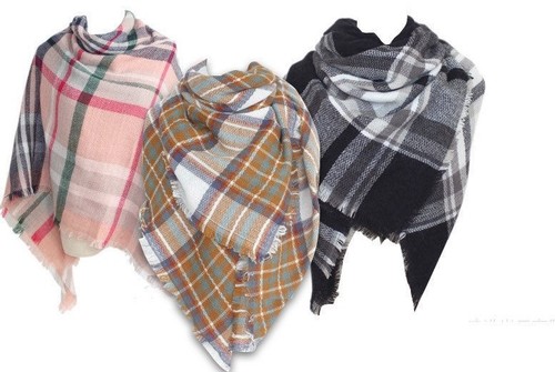 Large Ladies Double sided Tartan Check Plaid Oversized Blanket Wrap Scarf Shawl
