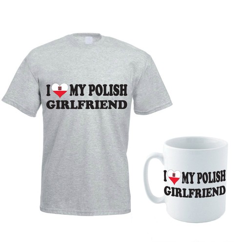 I LOVE MY POLISH GIRLFRIEND Gift Poland Funny Men/'s T-Shirt and Mug Set