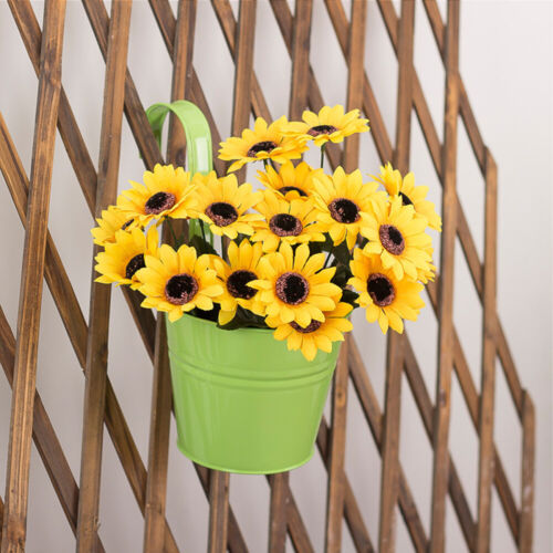 1//3pcs Metal Bucket Flower Hanging Pot Balcony Garden Pots Plant Flower Holders