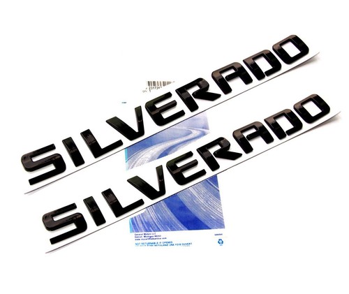 2x OEM Black SILVERADO Nameplate Emblem Badges letter 2500HD 1500 3500 W Glossy