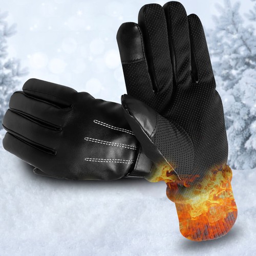 Winter Thermal Leather Gloves Touch Screen Waterproof Driving Motorcycle Gloves