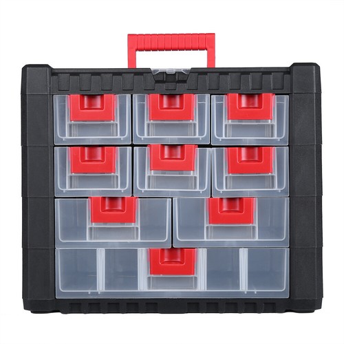 Portable Storage Cabinet Tool Box Chest Case Plastic Organiser Divider 9 Drawer