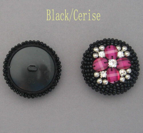 Extra Large Beaded Dome Button with Diamantes Gems#15 Size 40L 50L