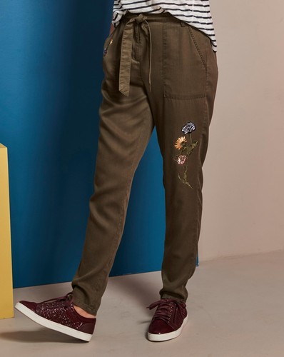 Womens Embroidered Lyocell Trousers Regular