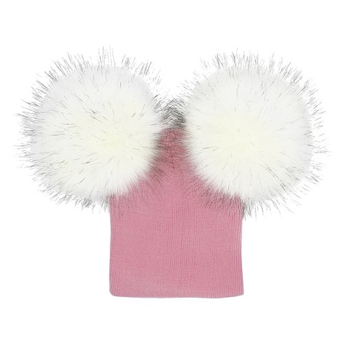 Kids Boy Girl /& Mother Beanie Hat Cap Winter Warm Double Fur Pom Bobble Knit Ski