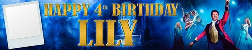 2 x GREATEST SHOWMAN PERSONALISED PHOTO BIRTHDAY BANNERS