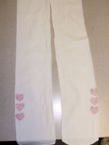 Girls 1 Pair Cream Party//Occasion Nylon Tight with 3 Glitter Hearts on Ankle