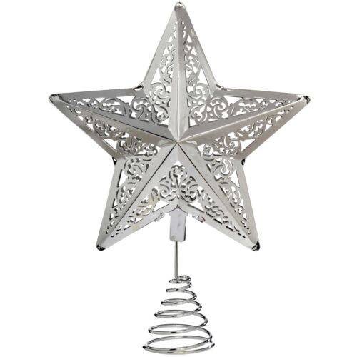 30cm Star Christmas Tree Top Topper Decoration Silver 