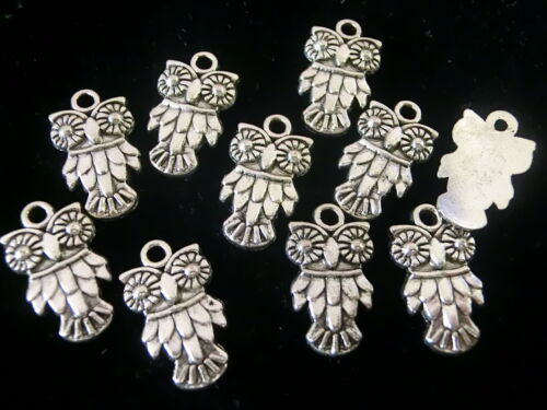 10 Charms Eule Anhänger 20x11mm Farbe antiksilber Metall #S541