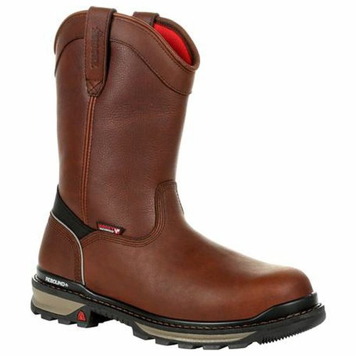 Rocky Men/'s Boot Rams Horn Waterproof Pull-On Work Dark Comfort Brown RKK0306