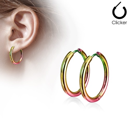 2er Set 316L Stainless Steel Hoop Earrings 10-20 MM Blue Black Rose Gold Silver
