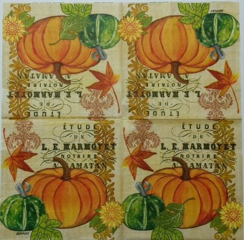 PUMPKIN SCRIPT AUTUMN 2 single LUNCH SIZE paper napkins for decoupage 3-ply