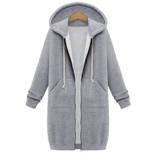 Damen Lang Jacke Mit Kapuze Hoodie Wintermantel Parka Softshell Fleecejacke
