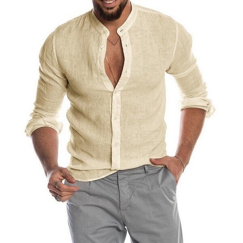Mens Soft Stretch comfy Tops Casual Fit Long Sleeve Turn Up Tee Shirts