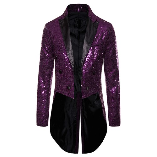 Men Swallow-tailed Coat Tuxedo Banquet Stage Tailcoat Party Overcoat Jacket Suit