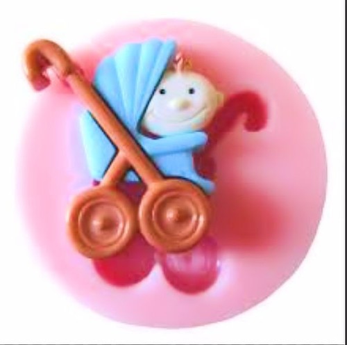 Baby in Stroller Mini Silicone Mold for Fondant Chocolate Crafts NEW