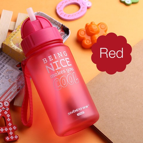 400ML Baby Water Bottle Plastic Sports for Kid with Straw Leak proof Drinking