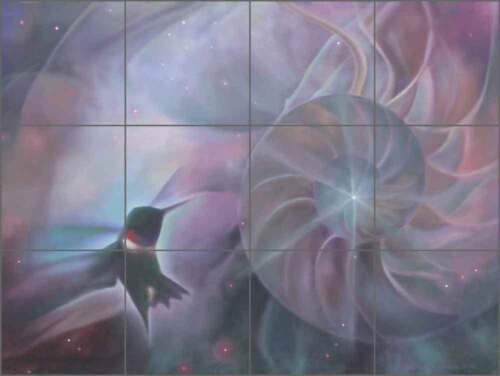Tile Mural Backsplash Macon Ceramic Hummingbird Chakra Shell Art LMA008