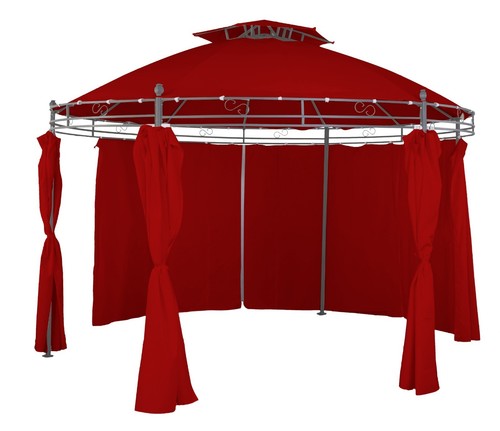 Seitenteile Gartenpavillon Sonnenpavillon Pavillon rund Ø 350cm burgundrot inkl