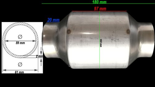 Peugeot Renault Universal Catalytic Converter Sports 200 Cell KAT 60 mm diameter