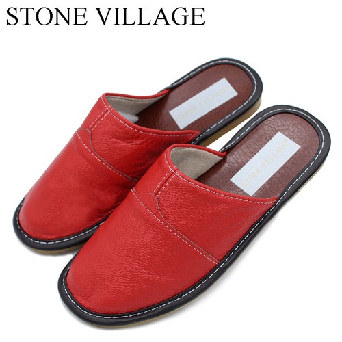 Genuine Leather Women Men Slippers Summer Home Slippers Red High Quality
