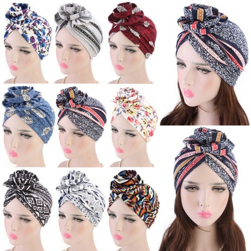 Damen Mütze Hut Turban Blume Kopfwickel Haarausfall Muslim Hijab Schal