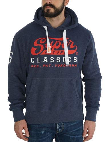M20006FP-BCY Felpa con Cappuccio da Uomo Classico Superdry BLU