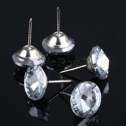 10Pcs Crystal Upholstery Nails Tacks Studs 20mm Headboard Sofa Furniture Decor