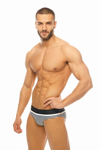 Marcuse Black Hampton Stripes Swim Brief