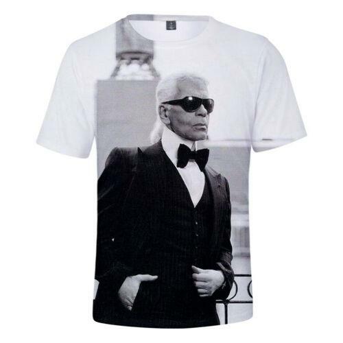 Karl Lagerfeld 3D Print Men Tee Print T Shirt Short Sleeve Cotton Summer Casual