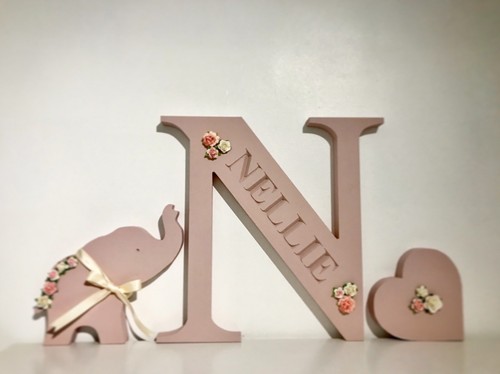 Personalised Engraved Freestanding Letter Name Elephant Animal Jungle Nursery