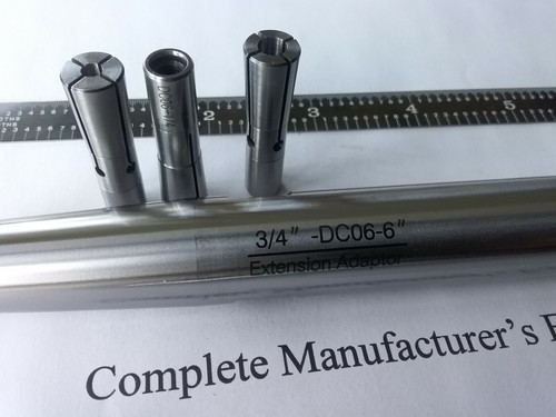 Slim Fit Collet DC06 Chuck 3//4/"x6/" extension adapter /& 3 Collets #DC06-CK346