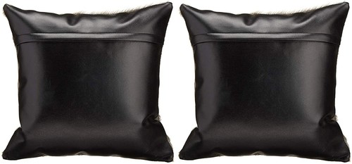 Exotic Brown Black Cowhide Cushion Covers Set of 4 Pure Cow Skin 16x16 in Pillow