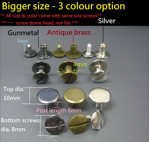 Flat Head Chicago Screw//Studs//Rivets Belt Strap Fastener Screwback Leather Craft