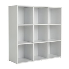 Home Source Storage 9 Shelf Cube Bookcase Wooden Display Unit, White