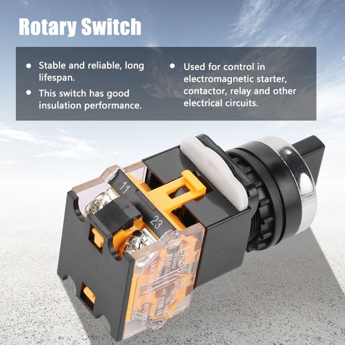 22mm 10A 2-Position Auto Reset Selector Momentary Rotary Switch LA38-11BX22