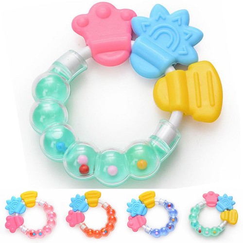 Healthy Baby Kids Rattles Biting Teething Teether Balls Toys Circle Ring Toy SO