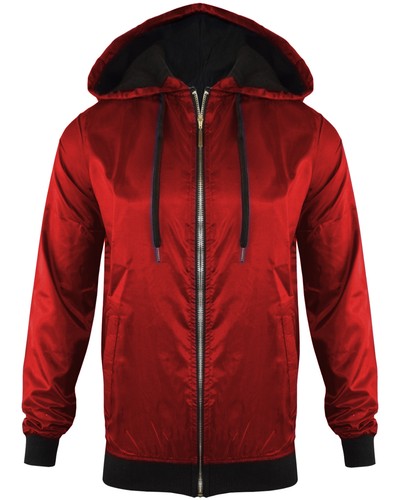 Unisex New Mens Anorak Light Weight Hooded Rain Coat Look ZIP Bomber Jacket TOP