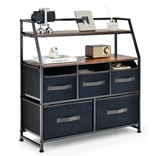 5-Drawer Dresser Storage Tower Fabric Storage Chest Organizer Unit Anti-toppling