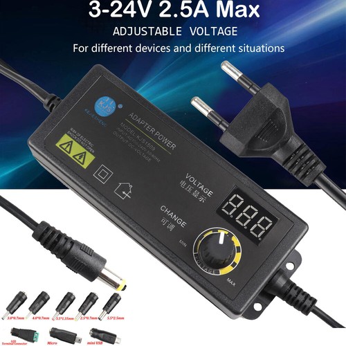 Adjustable Voltage Power Supply Adapter Transformer Switch AC 100-240V to 3-24V
