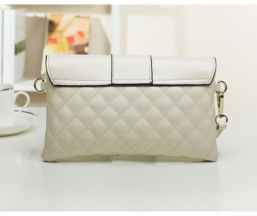 Genuine leather quilted clutch.wristlet.shoulderbag for women
